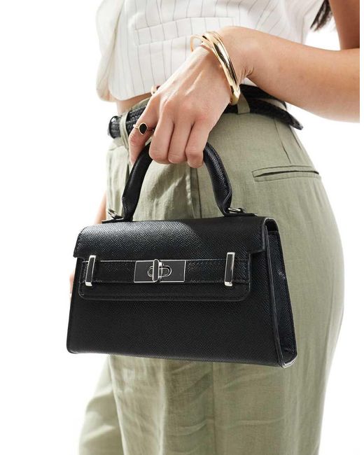 Stradivarius Black Square Small Top Handle Bag