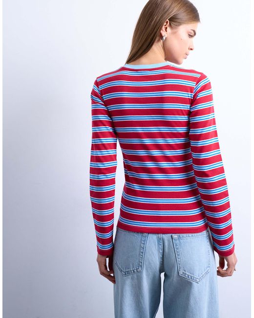 TOPSHOP White Stripe Long Sleeve Everyday Tee