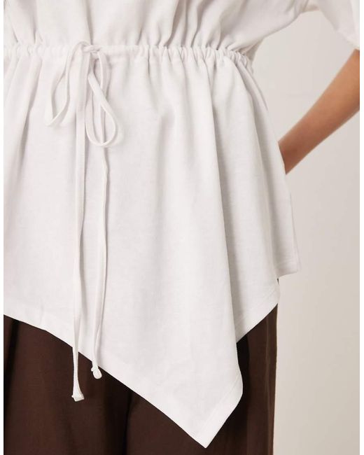 ASOS White Drawcord Waist Detail With Asymmetric Hem