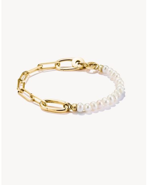 Thomas Sabo Metallic Charm Bracelet Paperclip An Pearls With Connect Link -plated