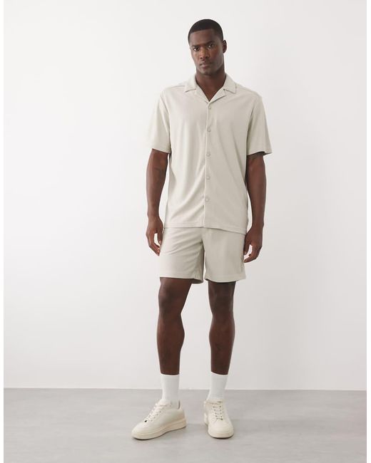 Only & Sons Gray Plisse Shorts Co-ord for men