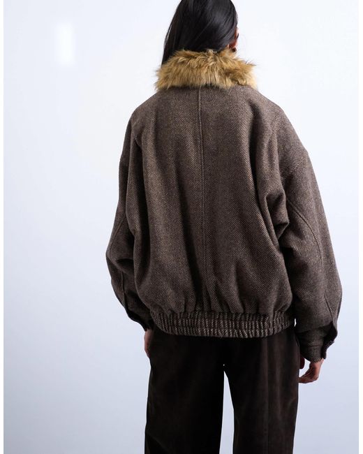 TOPSHOP Brown – twill-bomberjacke