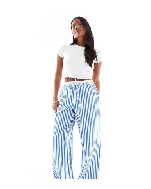 Vero Moda Blue Double Waistband Detail Wide Leg Trouser