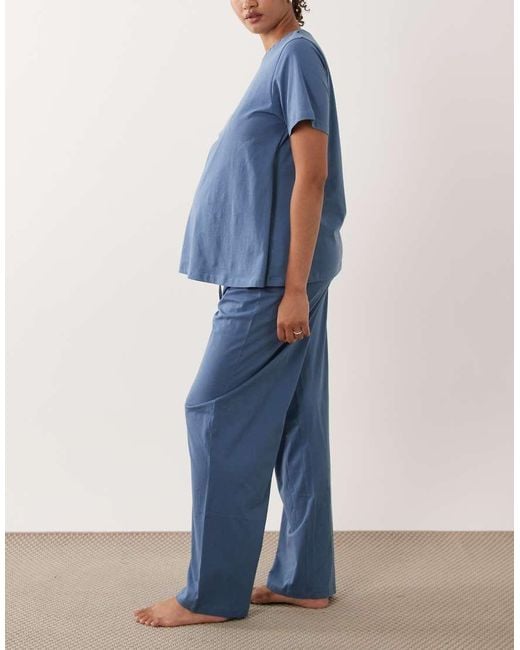 ASOS Blue Asos Design Maternity Mix & Match Cotton Pyjama Pants