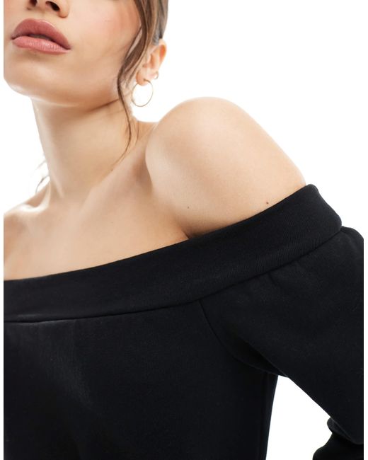 Miss Selfridge Black Off The Shoulder Jersey Wide Leg Jumpsuit