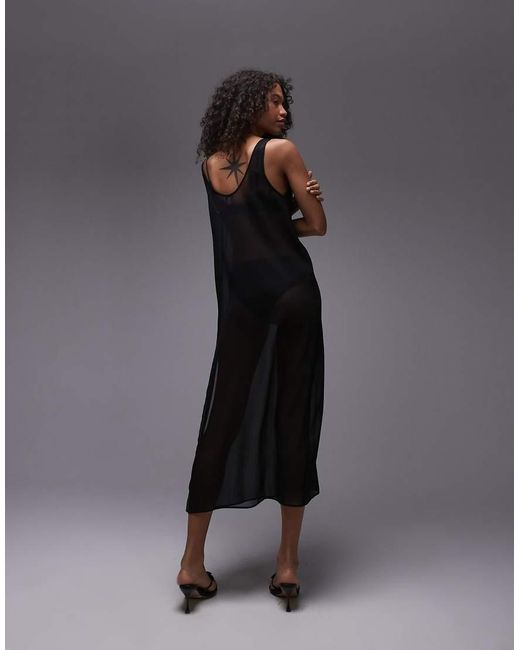 TOPSHOP Black Sheer Chuck On Maxi Dress