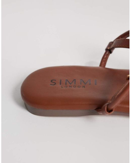 SIMMI Brown Simmi London Wide Fit Ishah Flat Sandals With Stones