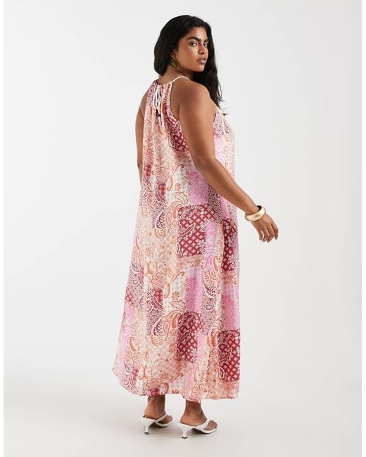 Vero Moda Pink High Neck Trapeze Midi Dress