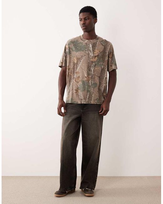 Camiseta Verde De Corte Cuadrado Con Estampado De Camuflaje De Hojas De Abercrombie & Fitch de hombre de color Natural