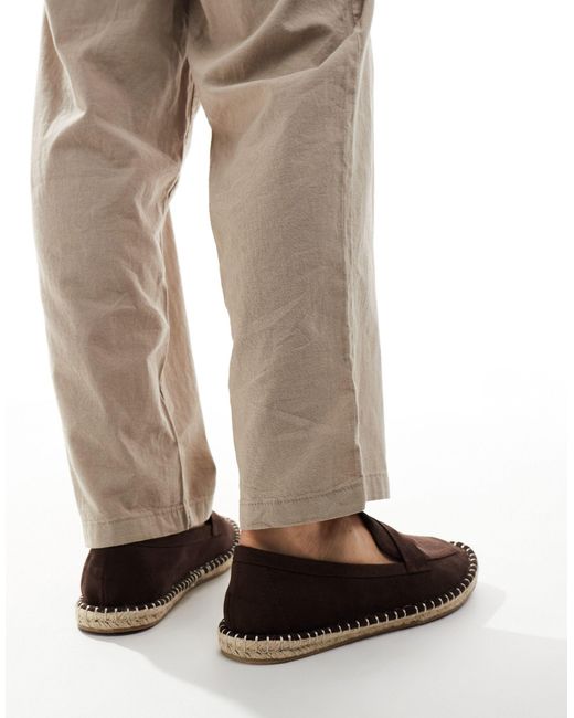 ASOS – espadrilles im loafer-design aus wildlederimitat in Brown für Herren