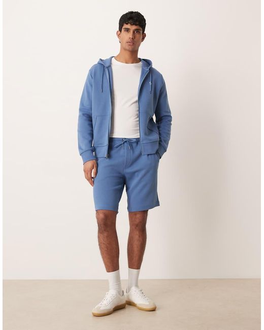 Polo Ralph Lauren Blue Co-ord Icon Logo Double Knit Jersey Zip Through Hoodie for men