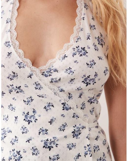 Miss Selfridge White Pointelle Halterneck Wrap Top