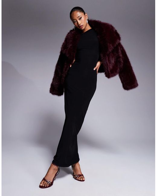 Kaiia Black – exklusives, doppellagiges, schulterfreies bodycon-maxikleid