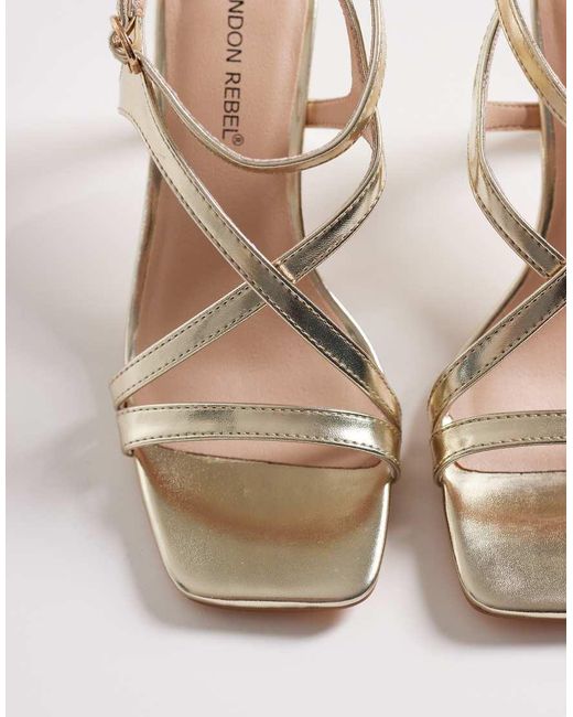London Rebel White Elin Heeled Strappy Sandal