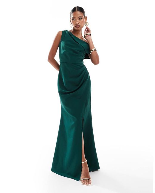 Jarlo Green Jarol Off The Shoulder Slit Maxi Dress