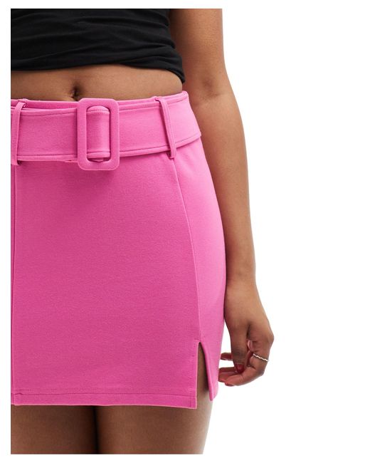 ASOS Pink Ponte Pelmet Mini Skirt With Belt