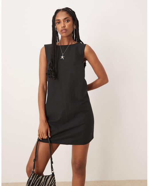 Pretty Lavish Black Reversible Button Back Mini Shift Dress