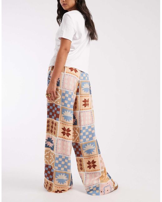 Pantalon à enfiler en lin mélangé à imprimé mosaïque ASOS en coloris Multicolor