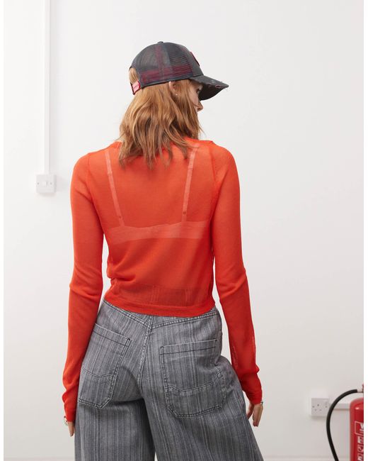 Collusion Red – transparente strickjacke