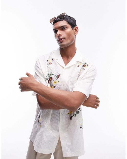Topman – kurzärmliges hemd aus dobbystoff in White für Herren