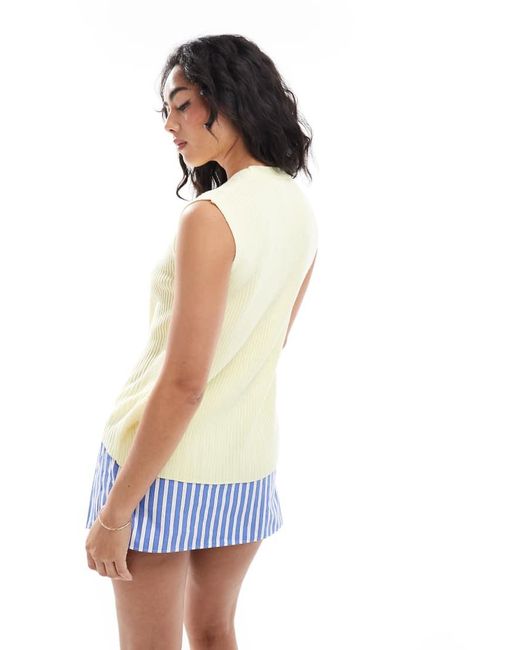 ASOS Blue Relaxed Knitted Waistcoat With Horn Buttons