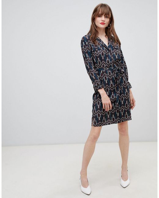 Eliza J Geo Print Belted Shirtdress 2024 www.lightgames.pro