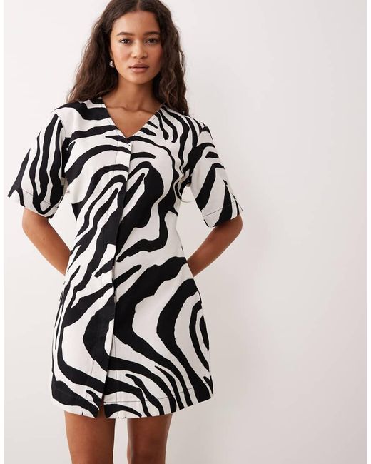 ASOS Natural High Break Point Short Sleeve Denim Mini Dress