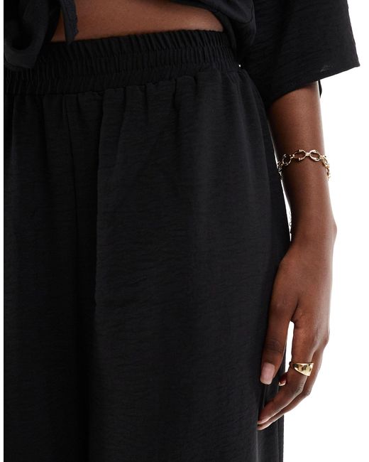 AX Paris Black Textured Wide Leg Trousers Co-ord