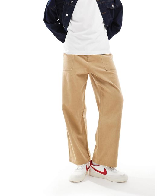 Pantalon droit en velours côtelé - beige ASOS pour homme en coloris White