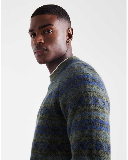 Levi's Gray Presidio Raglan Fairisle Knit Jumper for men