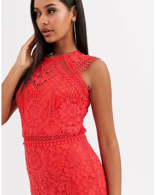 Lipsy Premium Lace Midi Dress in Red | Lyst UK Lipsy Premium Lace Midi Dress in Red | Lyst UK