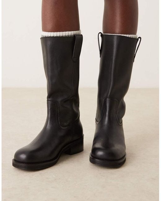 ASOS Natural Cindy Leather Pull On Boots