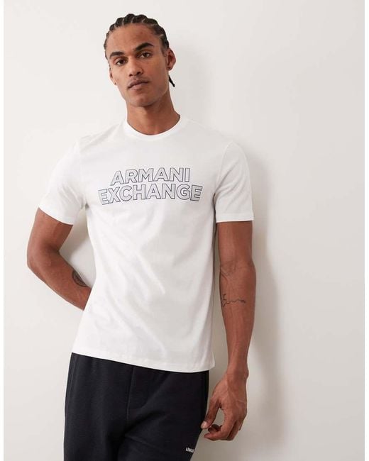 ARMANI EXCHANGE White Chest Logo T-shirt for men
