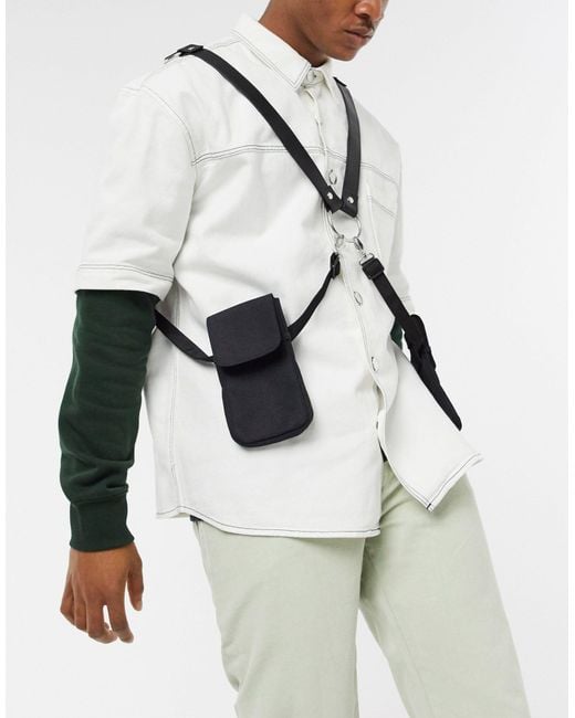 ASOS Black Cross Body Harness Holster Bag for men