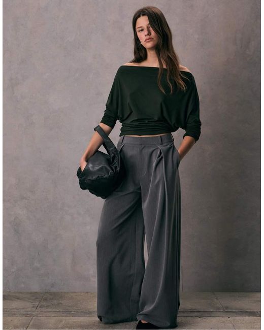 Stradivarius Asymmetrisch T-Shirt Van Modal in het Green