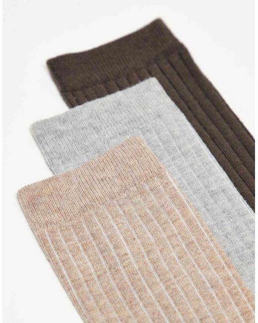 ASOS White Pack Of 3 Soft Ribbed Socks