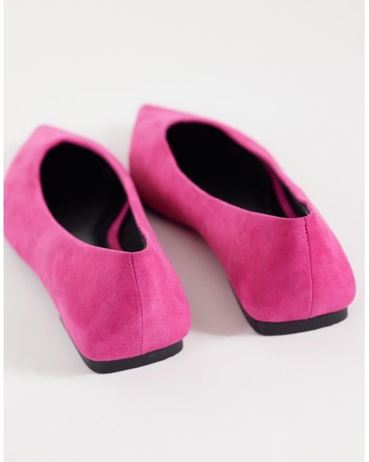 ASOS Pink Lari Real Suede Pointed Ballet Flats