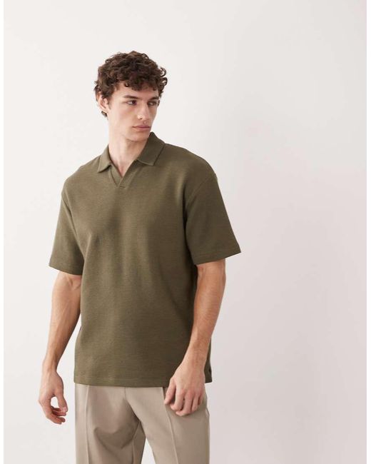 ASOS Brown Relaxed Revere Polo for men