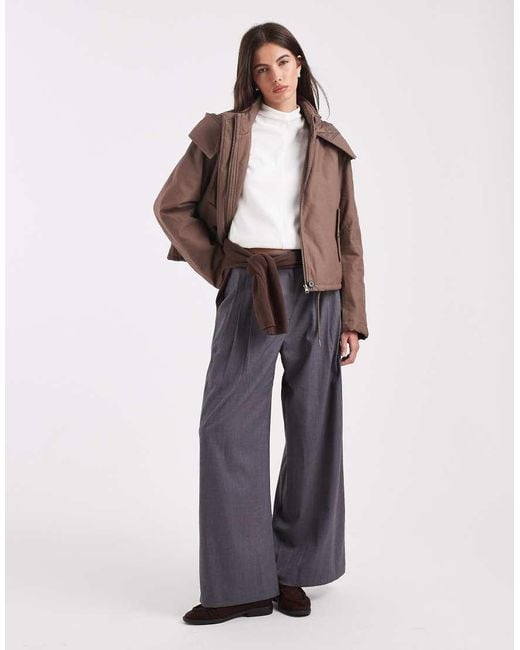 ASOS Brown Cropped Parka With Hood