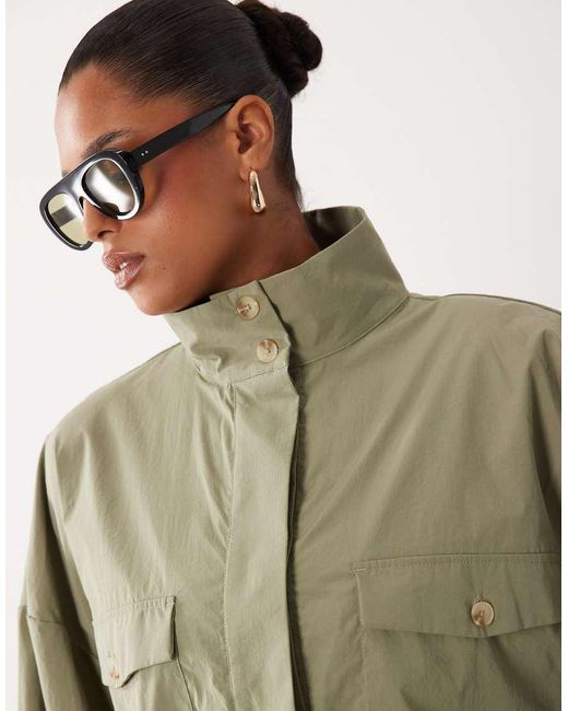 ASOS Green Asos Design Curve Pocket Detail Windbreaker