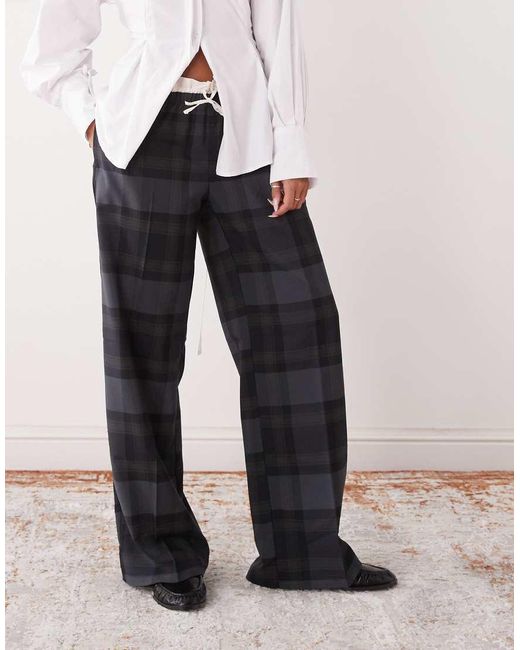 Monki Multicolor Pull-on Tailored Pants With Cotton Waistband Detail