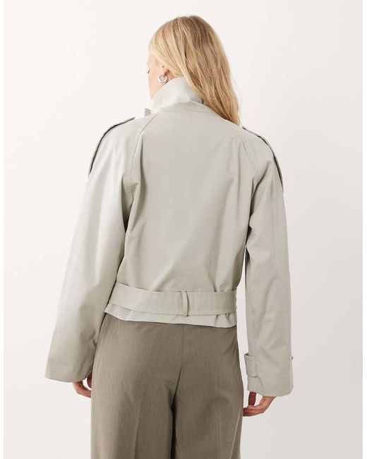 Mango Gray Cropped Trench