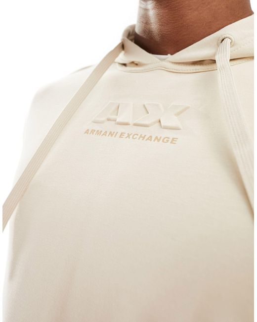Sudadera con capucha y logo a tono en el centro Armani Exchange de hombre de color White