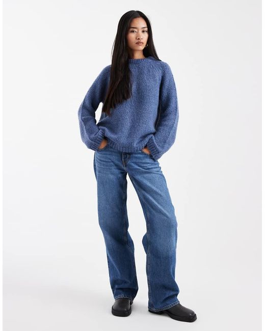 Jersey Azul Añil Envejecido Extragrande Con Detalle De Lazo En La Espalda De ONLY de color Blue