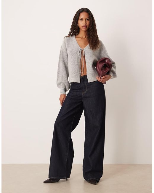 Vila Gray Tie Front Knitted Cardigan