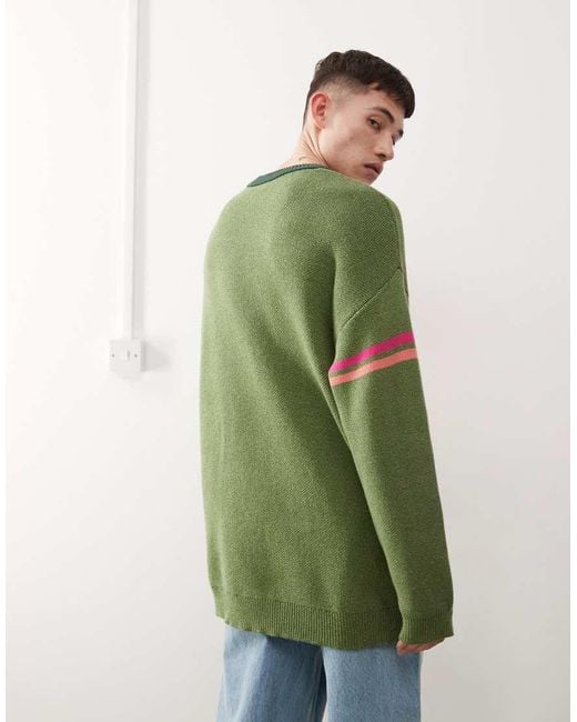 Kickers Green Oversized Knit Jumper With Logo