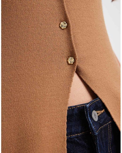 New Look Blue Knitted Button Down Waistcoat