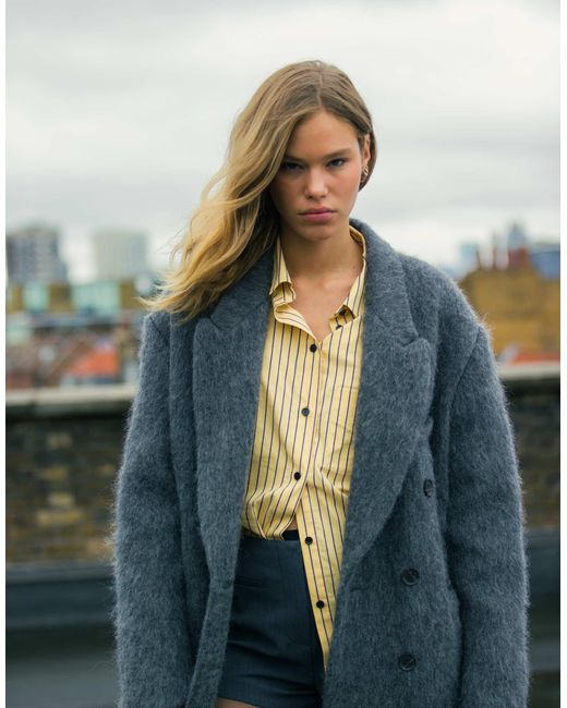TOPSHOP Gray – angerauter, eleganter mantel aus hochwertigem wollmix