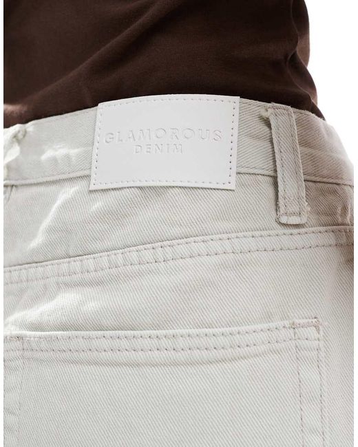 Glamorous White Longline Denim Shorts