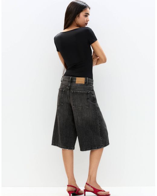 Body en polyamide avec encolure dégagée et manches courtes - noir Pull&Bear en coloris Black